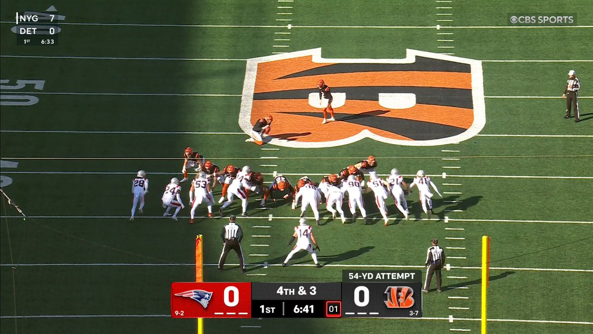 A 54-yarder from Money Mac ‼️

📺: #NEvsCIN on CBS/Paramount+ 