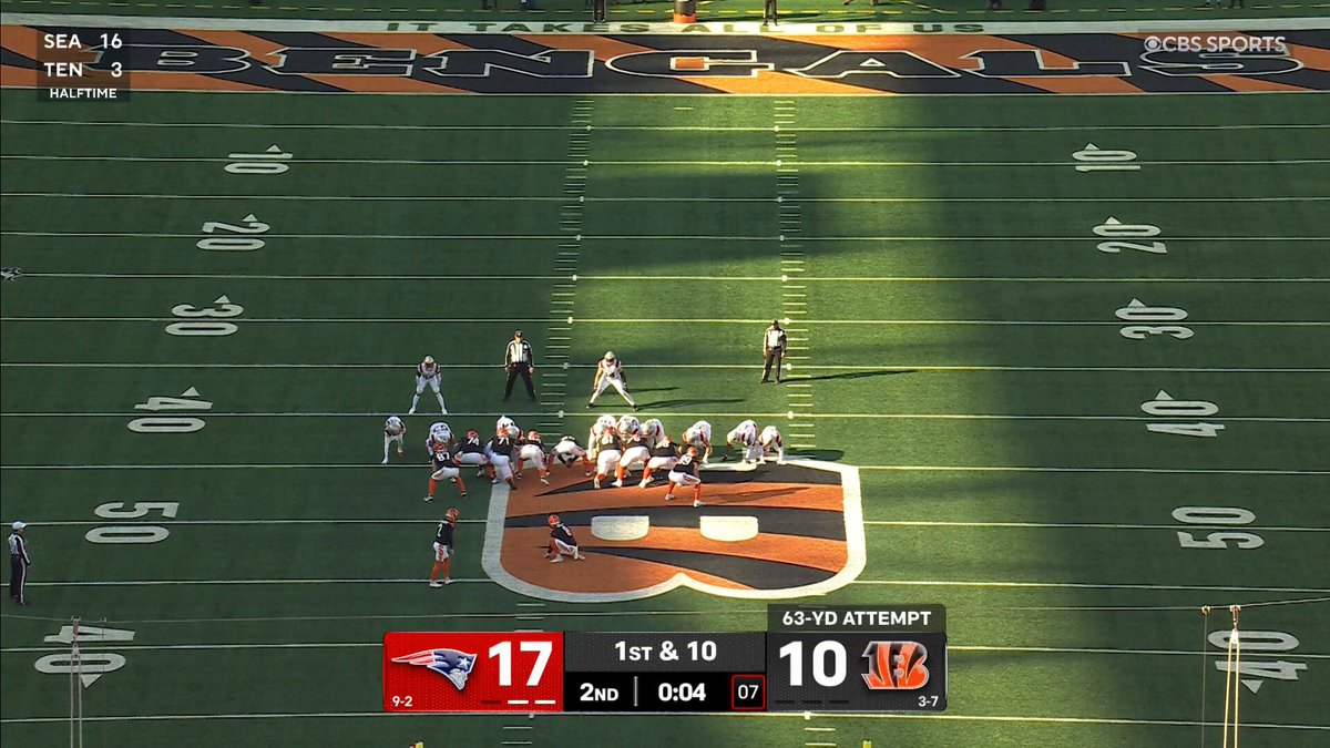 GOOD FROM 63 YARDS 🤯

📺: #NEvsCIN on CBS/Paramount+ 