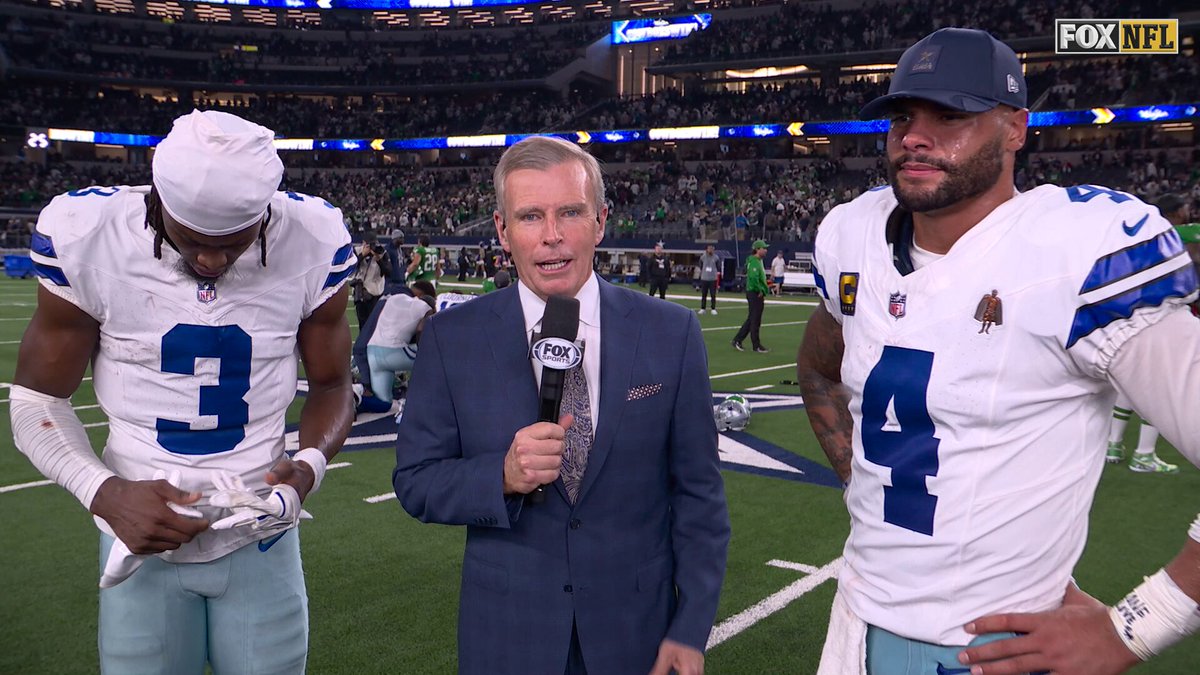 What. A. Game. 👏

Tom Rinaldi caught up with Dak Prescott and George Pickens after a dramatic @dallascowboys win over the Eagles ⬇️ 