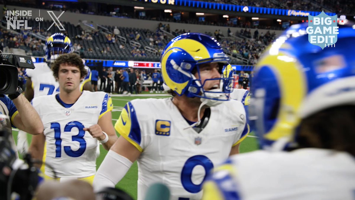 "This one is about us tonight. Don't matter who we're playing."

Matthew Stafford has the boys in LA rolling.

@insidetheNFL Week 12 Big Game Edit on X 