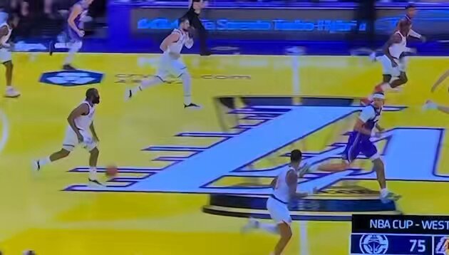 Here's a pretty good example of how a player can let the dribble float in front of him, taking as many steps as he likes while the dribble is still live. It's close at the end exactly when the ball pauses and we begin counting steps. Refs must be certain before blowing whistle 