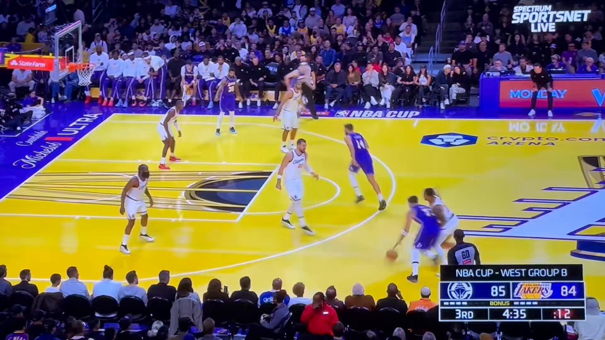 Luka was upset he didn't get the call, so he's slow getting back on defense, and  it plays perfectly for him as he catches Harden completely by surprise 