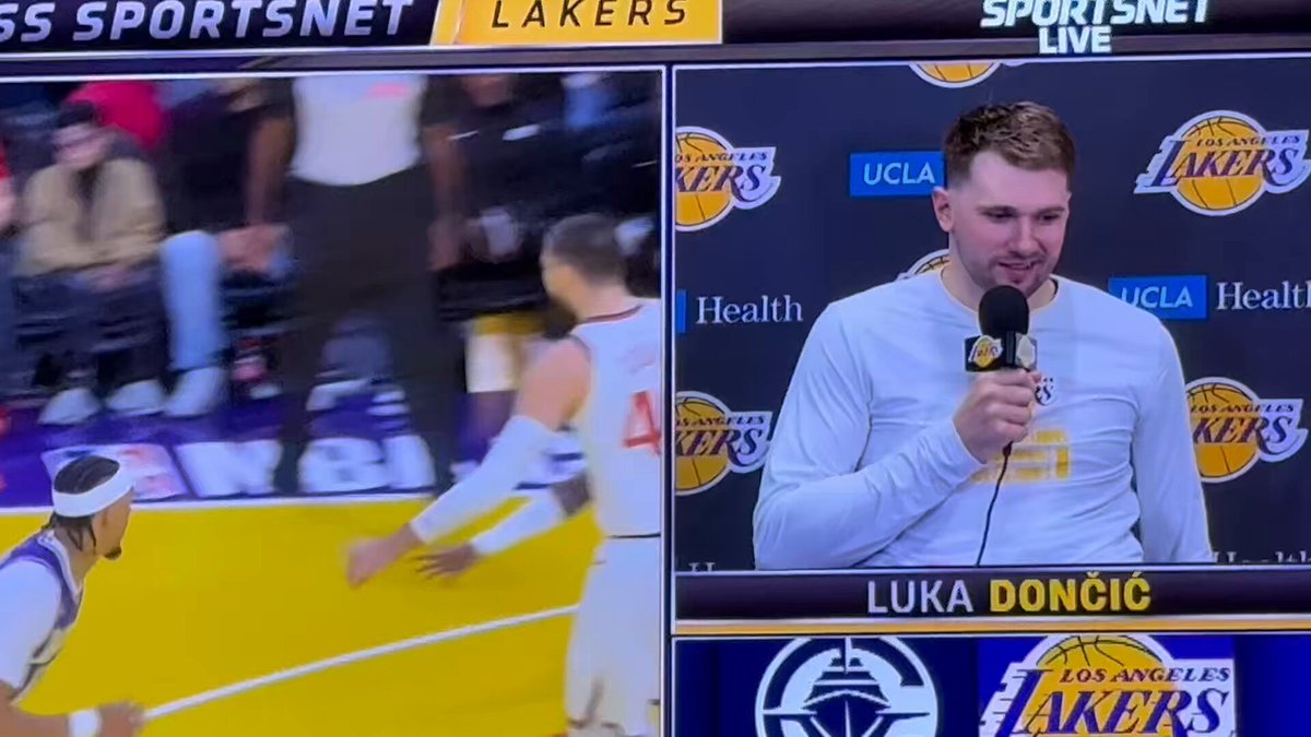 Luka expresses real concern that these NBA Cup courts are dangerously slippery 😮 
