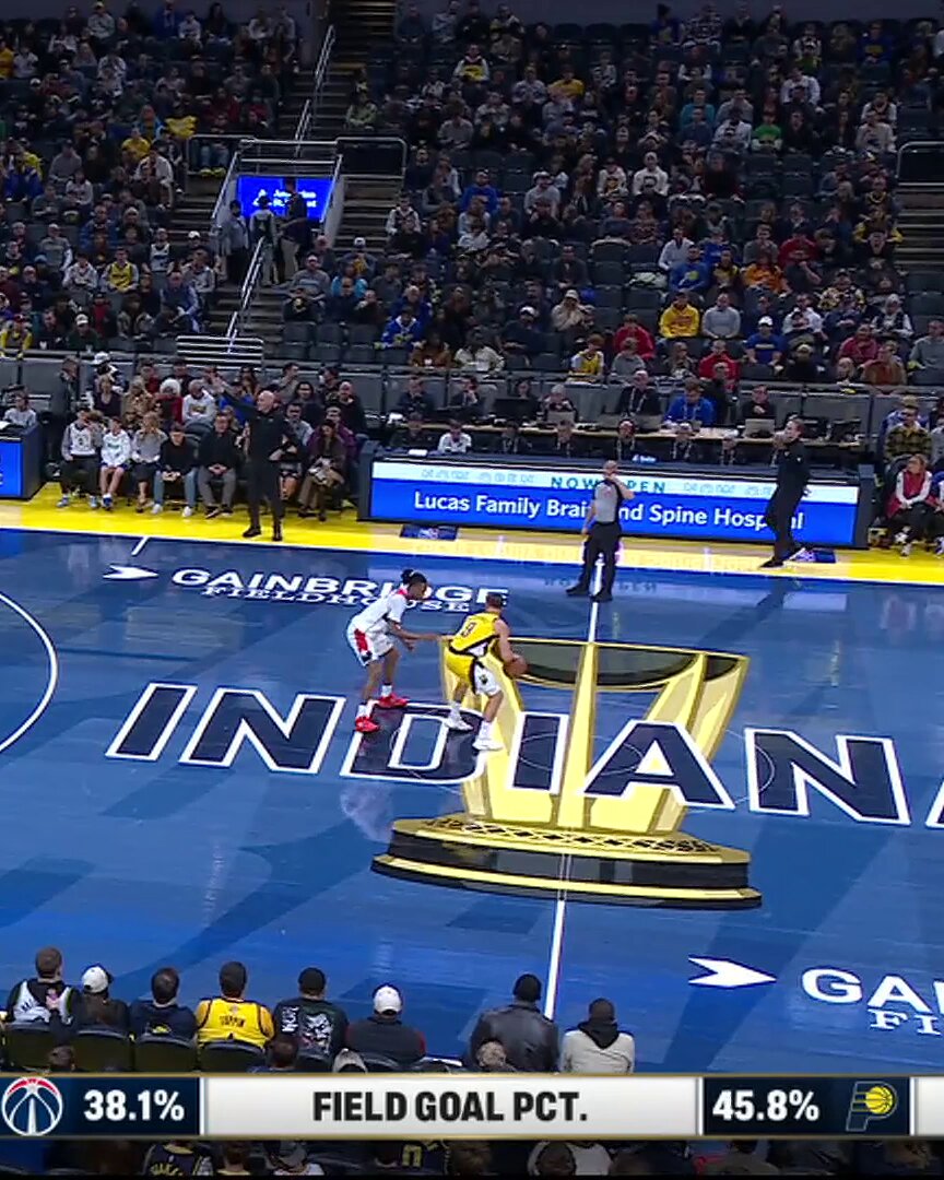 T.J. McConnell goes high off the glass to beat the first quarter buzzer 🚨 
