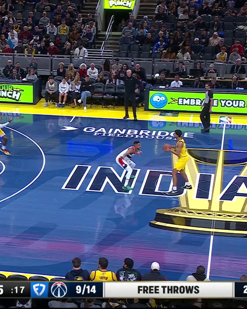 and-one 😤

Bennedict Mathurin attacks and goes high off glass to complete the 3-point play. 