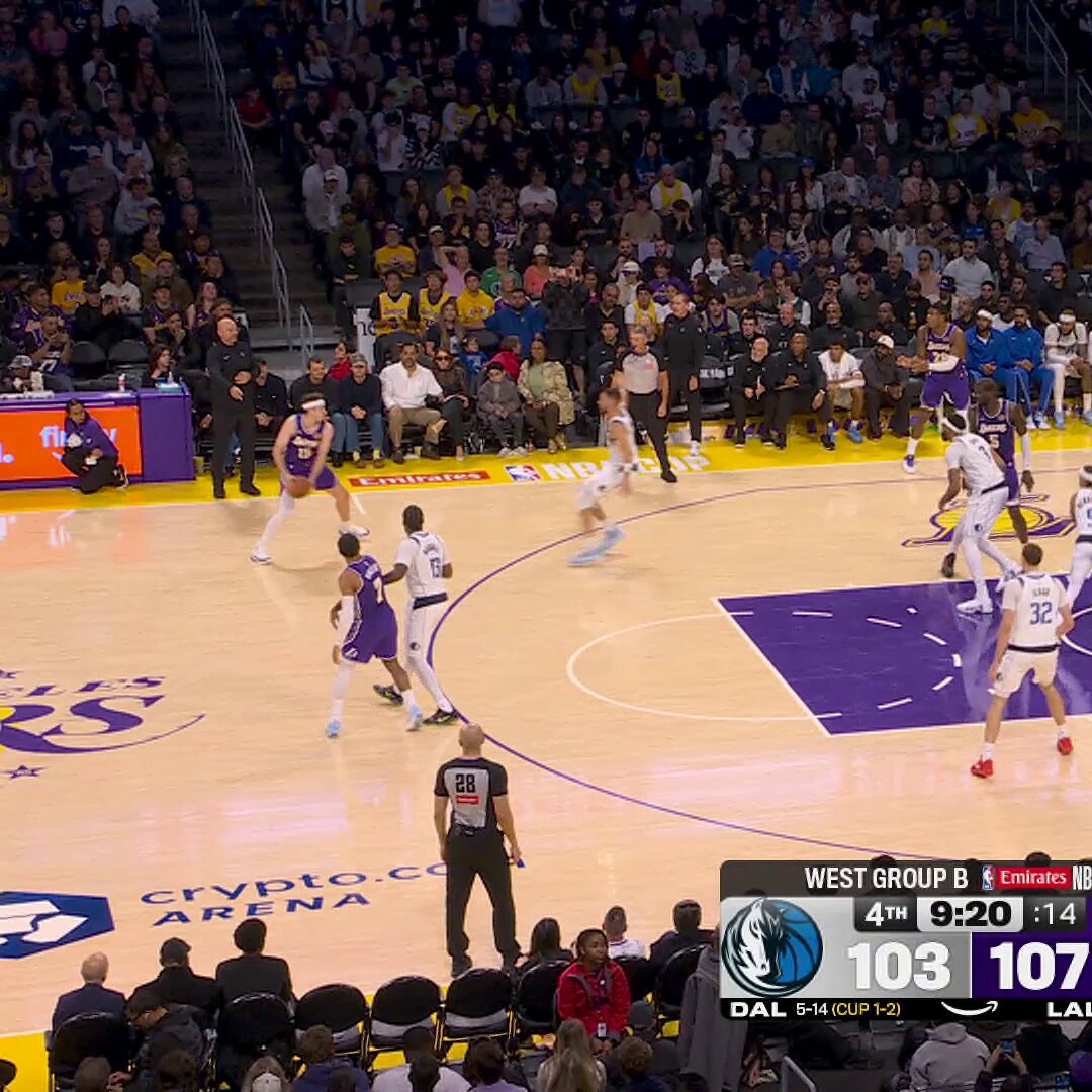 Austin Reaves dancing his way for 2!

HE'S UP TO 35 POINTS.

 DAL-LAL • West Group B 
 @emirates NBA Cup on Prime: