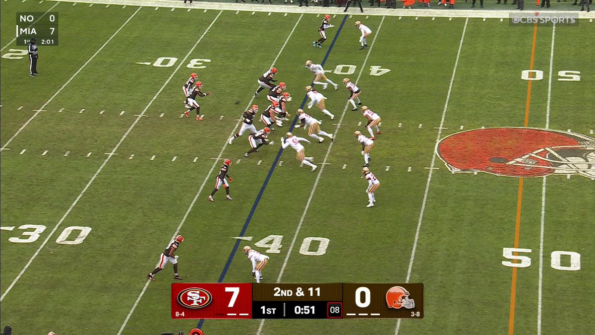 18-yard shot downfield to pick up the first!

#SFvsCLE on CBS and NFL+ 