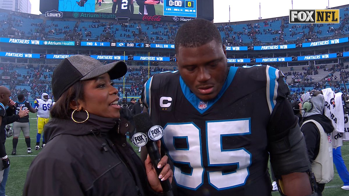 "We beat a damn good football team"

@Panthers DT @DerrickBrownAU5 joined @Kristina_Pink after Carolina's huge win over the Rams! 