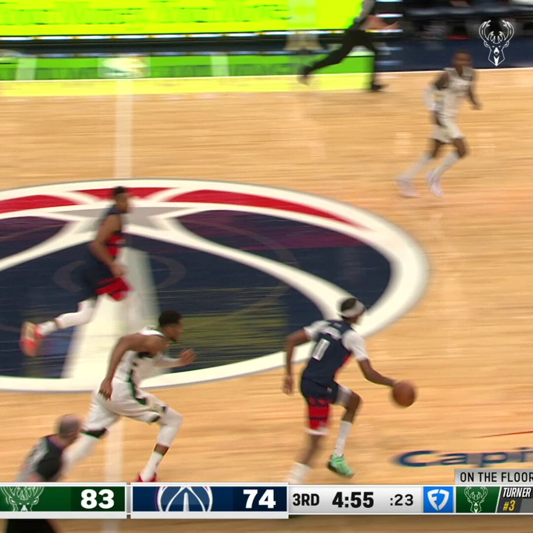 Giannis chases it down and sends it back to Milwaukee! 