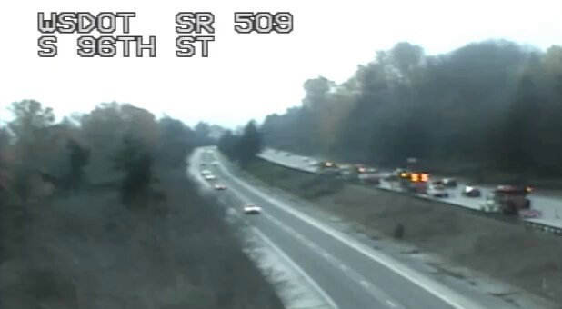 SR 509 Nam: Làn trái đóng! Lưu ý chậm.