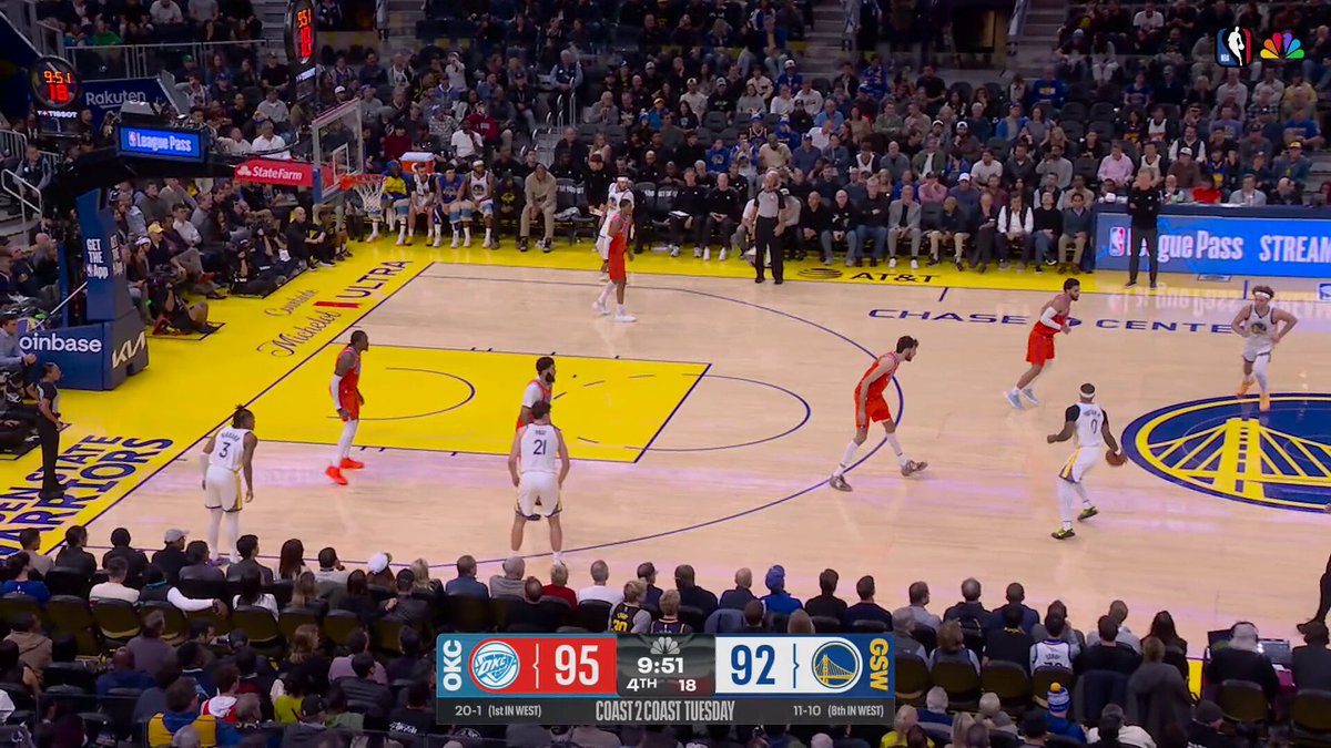 SETH CURRY GAME-TYING TRIPLE!! 

He's got 14 PTS on 6-7 FGM in his first game with the Warriors 🔥 