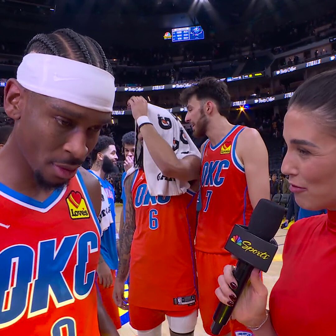 "Do whatever the game calls for. The game's gonna look different every night." 

Shai Gilgeous-Alexander on the Thunder surviving a second-half rally from Golden State to win their 13th game in a row 😤 