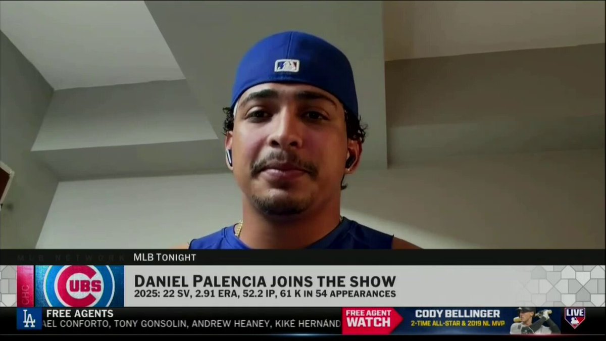Daniel Palencia logged 22 saves and a 2.91 ERA in his breakout 2025 campaign 🔥

The @Cubs closer talks about what clicked, his pitch mix and more. #MLBTonight 