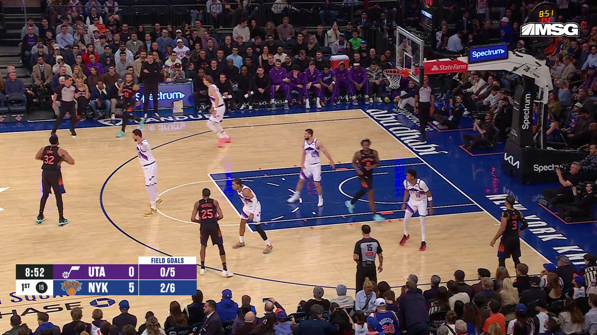 Brunson bucket. 
Bridges steal.
KAT dime.
Bridges layup. 

This Knicks sequence as part of a 16-0 run to start the game vs. UTA