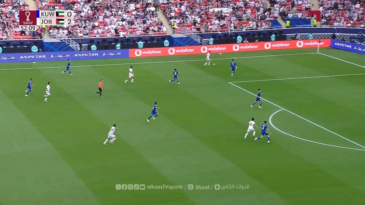 إلغاء الهدف الثالث لمنتخب الأردن في مرمى الكويت في الدقيقة 53 الذي سجله اللاعب علي علوان بداعي التسلل 