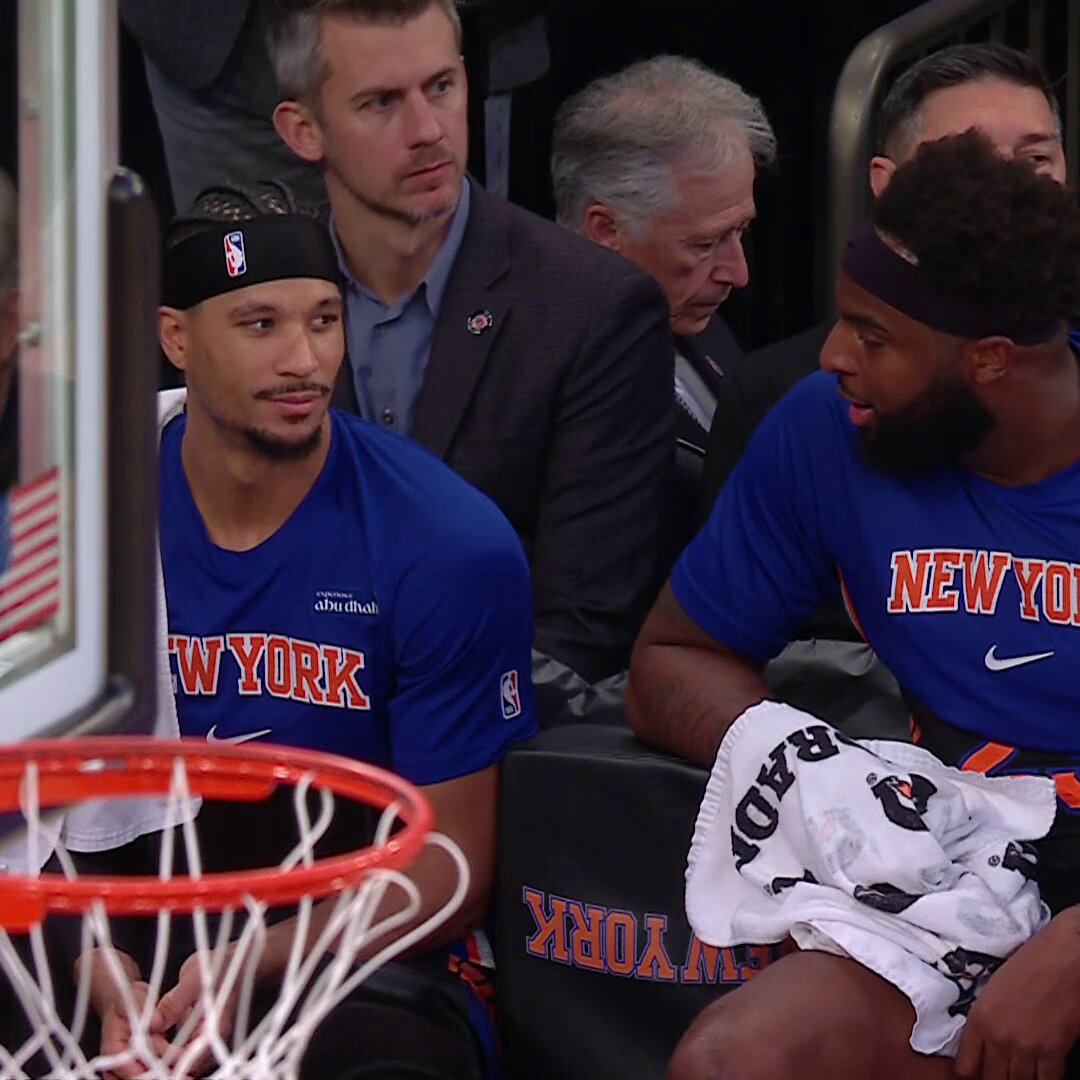 "Truck. Country." 
"Yeah you know, country living." 
"Make sure y'all tap in."  

Never a bad time to plug your socials, Mitchell Robinson 🤣 