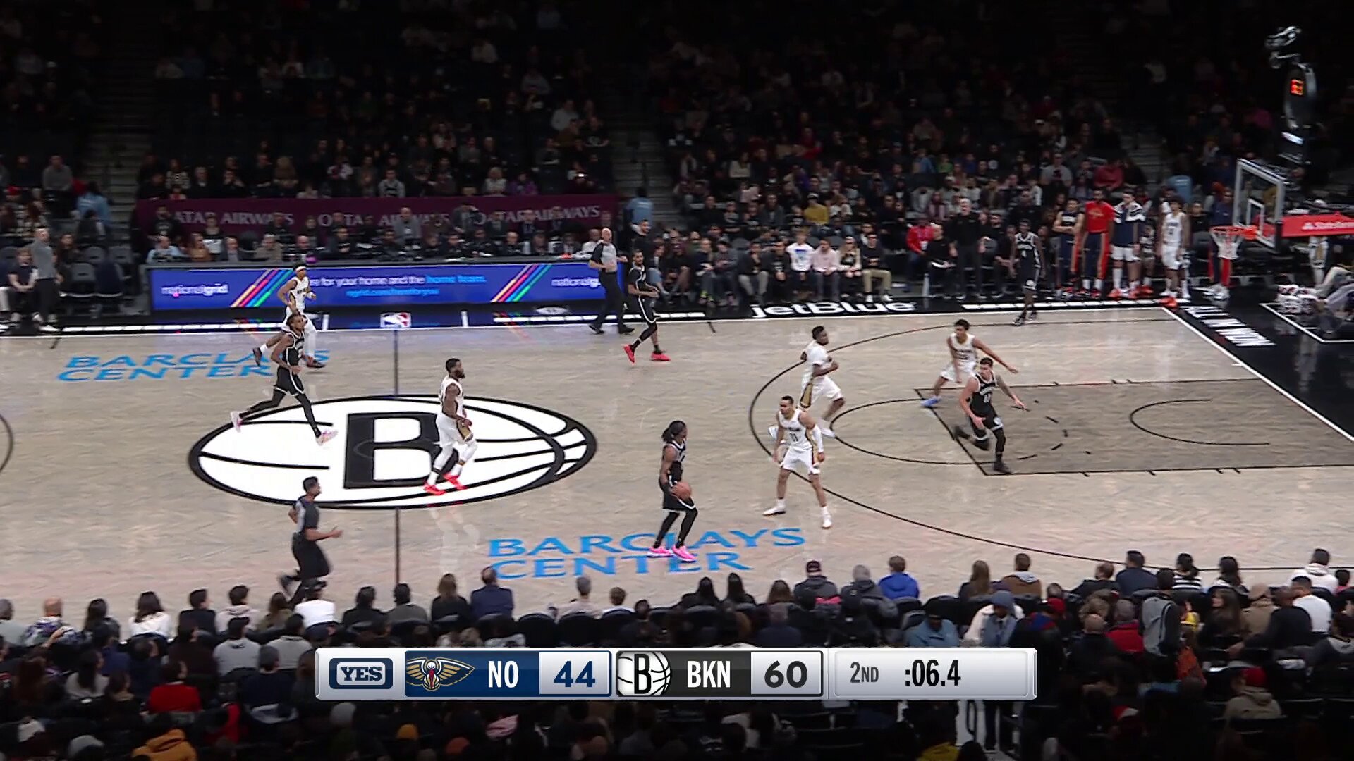 Spinning, fading... and scoring!

MPJ has 22 for Brooklyn 

BKN leads NOP at the break.