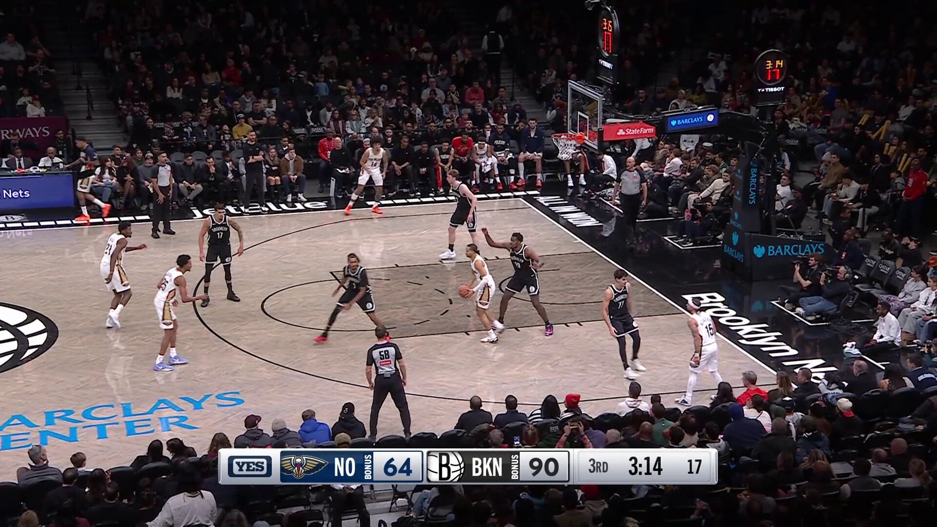 MPJ with the behind-the-head pass.
Ziaire Williams with the throwdown 

Nets in control on NBA League Pass.