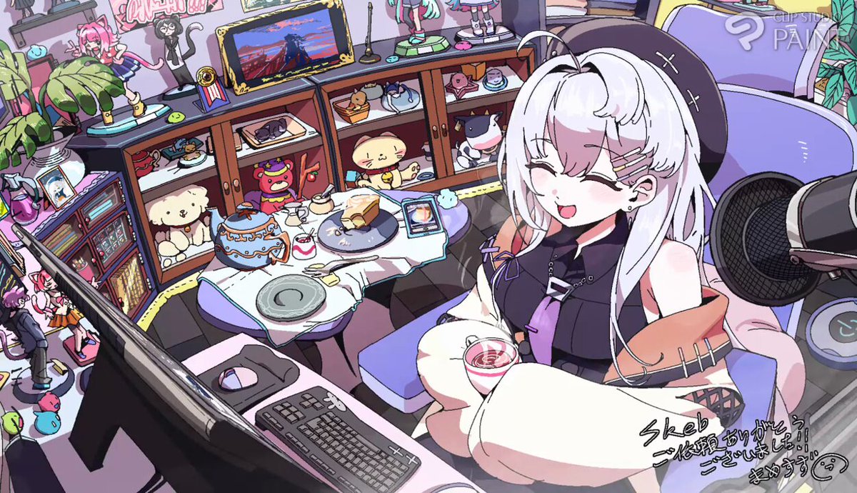 11月8日削除します❗️最終お値下げ 　 ienowa_スツール　グレー skebイラストご依頼ありがとうございましたー！！ イラストもやってる