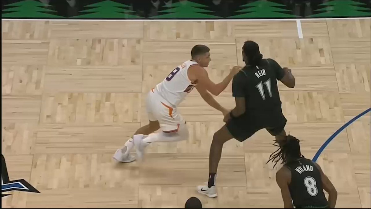 OK! Here's the best angle for the Grayson Allen gather & step thru. We're looking to see if he got the left foot down at same time/after he gathers with both hands. It's as close as humanly possible - hence, no way to detect with human eye in real time, benefit goes to the player. So next foot to touch becomes the pivot (in the NBA). Does he then move the right foot? YES - about 2.3 inches, which again, is difficult to detect in real time but it's there. Remember: refs need to be #certain on travel calls (unfair to use slow mo close up to judge but here we are). Without that slight move, perfectly legal move to lift the pivot foot in order to shoot or pass before it comes back down. 👌🏀
