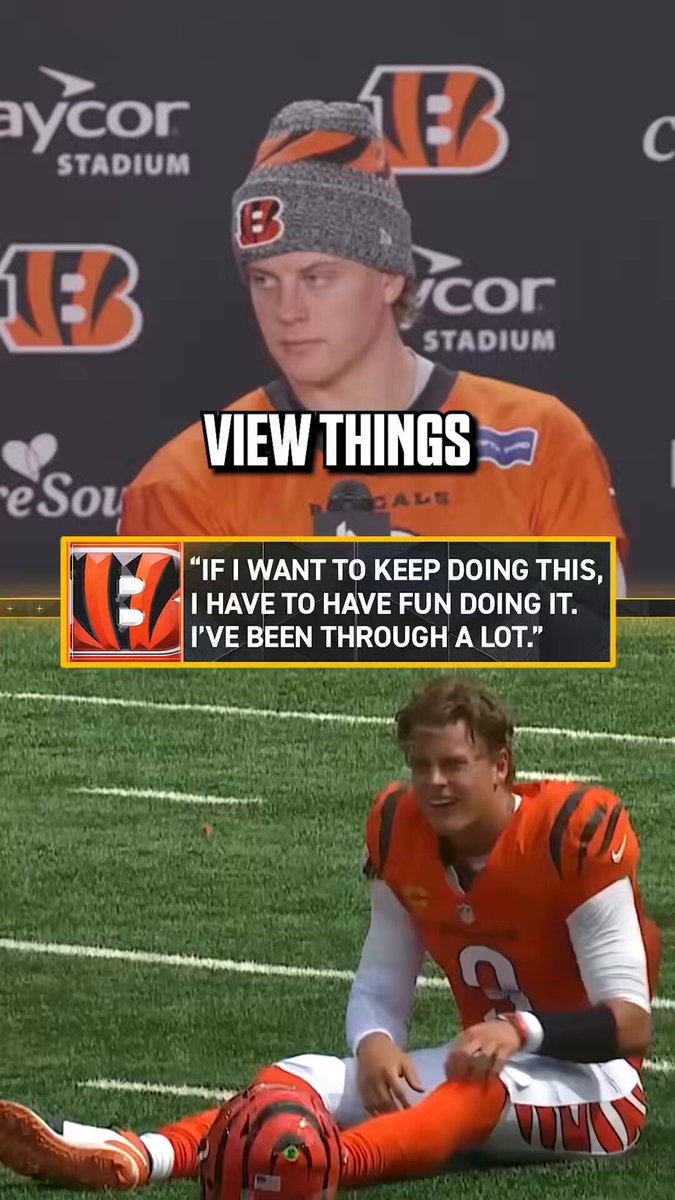 “I think I’ve been through more than most, and it’s certainly not easy on the brain or the body.”

Joe Burrow talks about the hardships of returning from injury and trying to have fun playing football

🎥: @Bengals 