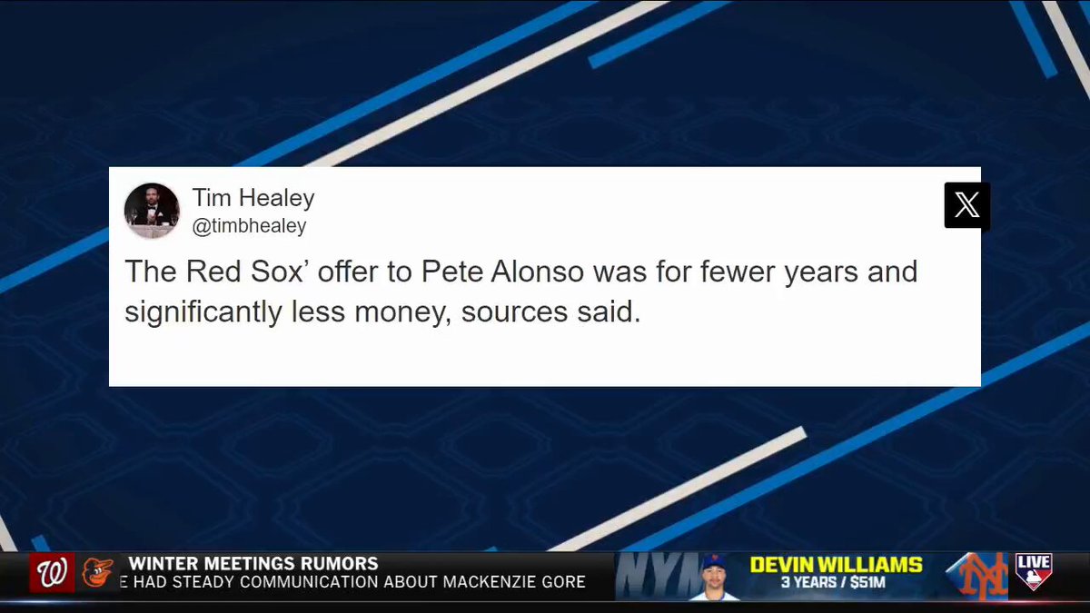 The Red Sox are all-in on boosting their infield 💪

#MLBTonight reacts to Boston reportedly showing interest in Eugenio Suárez, Ketel Marte and an Alex Bregman reunion.

MLB Network + @CohnReznick 
