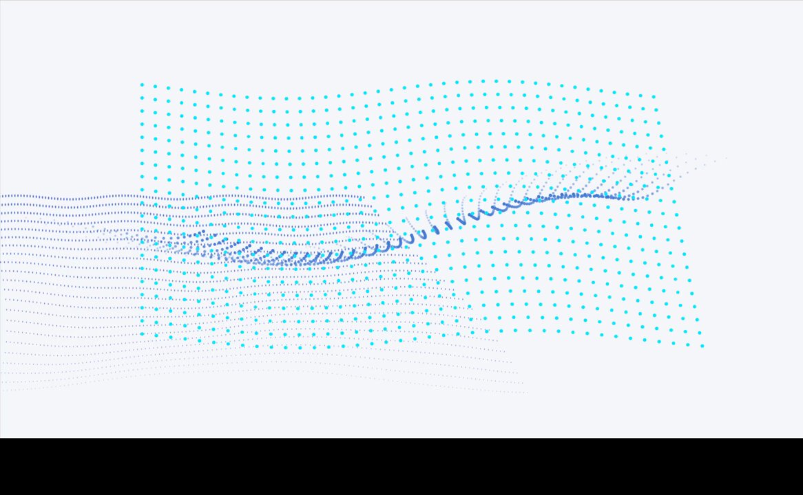 Image for the Tweet beginning: 明日までにできますか？と緊急クエスト発生して、1日でLP納品できました✨ 

先輩コーダーの方からは、コーディングスピード早い！！と褒めていただきました😭

ドット波のアニメーションをつけるという指示があり、最初左からいったん木綿みたいなの流れてきたときは絶望でした笑
#RyoHack #デイトラ 