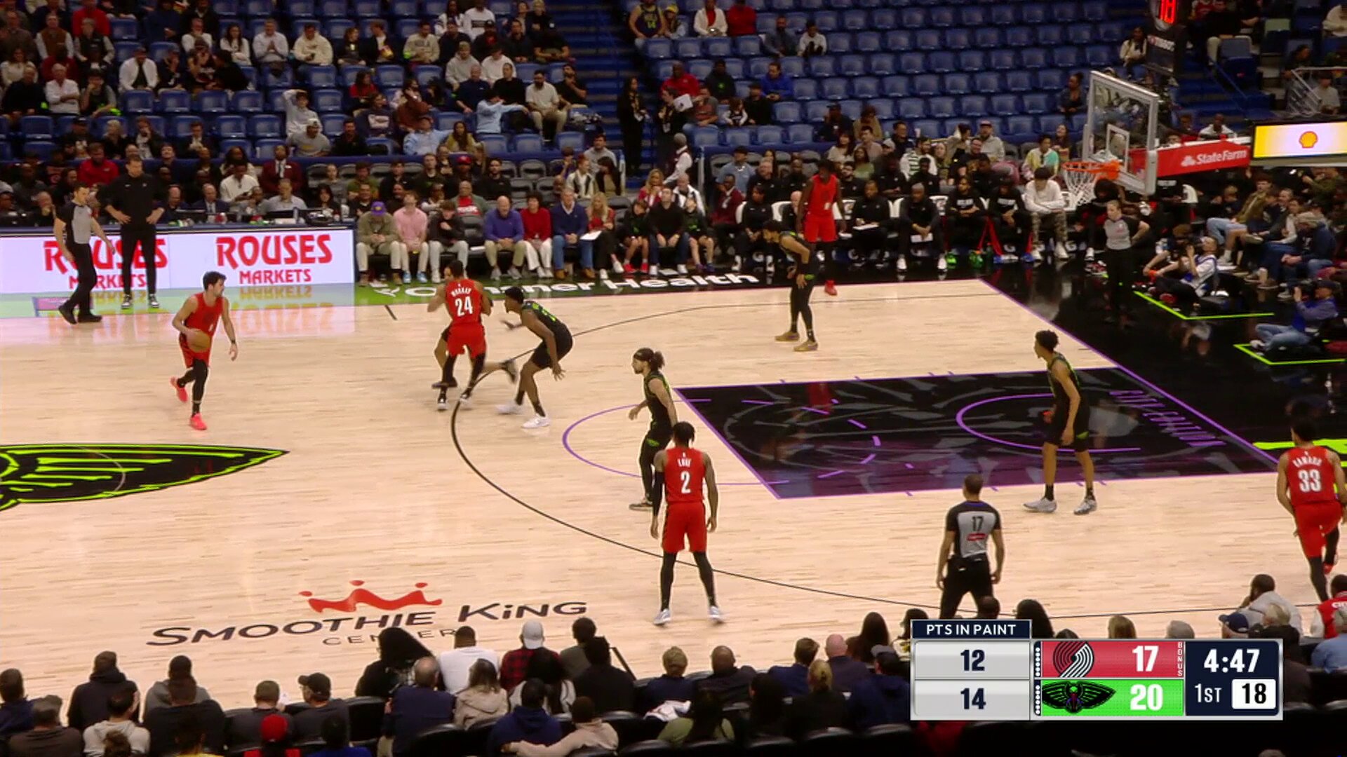 Yves Missi said: "Not on my watch."
Trey Murphy III said: "Showtime!"

New Orleans has the lead over Portland in the 1Q.