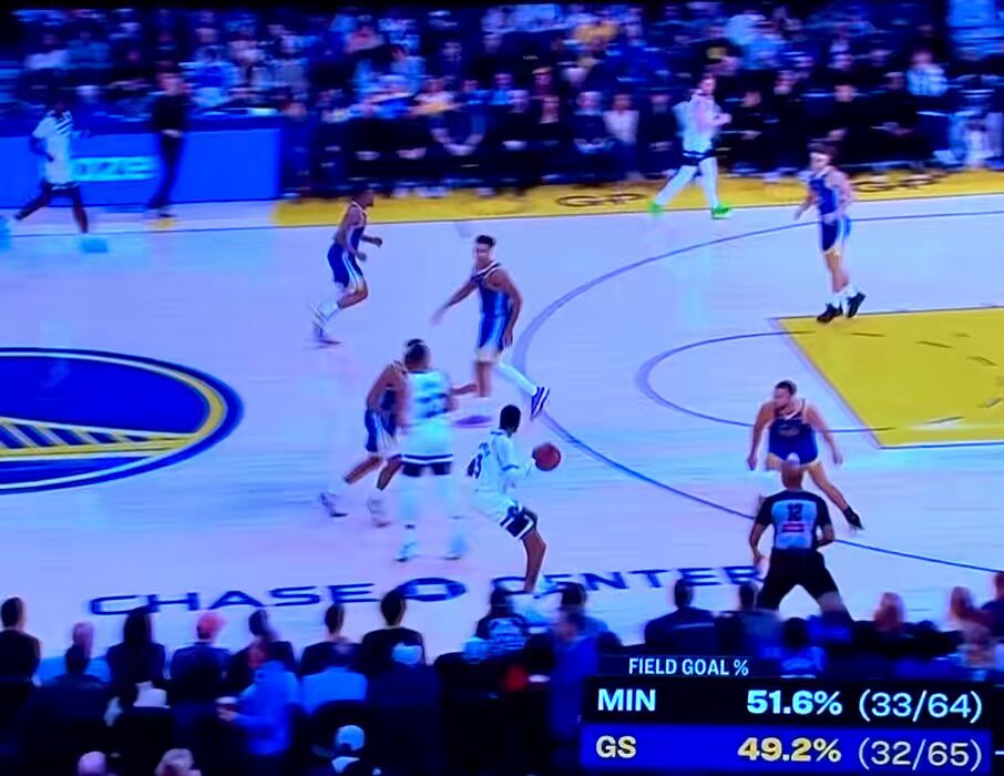 So McDaniels got called for a travel when it was one of those "looked funny" plays but was actually legal. They might have thought he gathered on left & hopped on left. But it's just gather on left,then legal right-left. Be can balance for 3 secs on that left foot if he wants🤷‍♂️ 