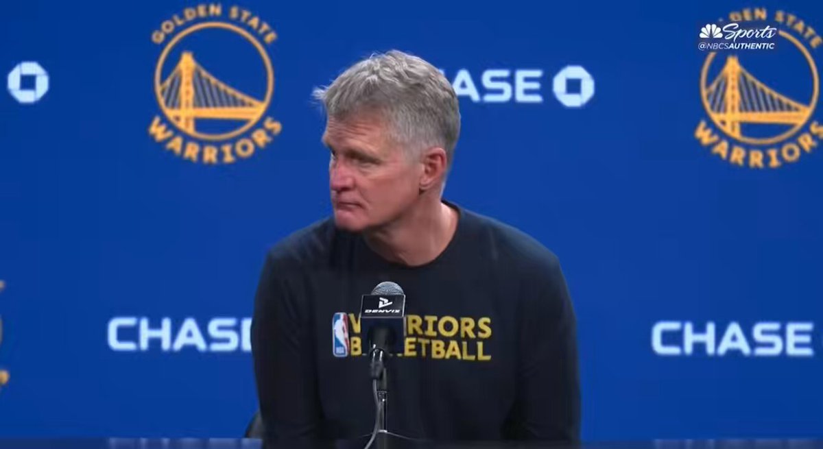 So @anthonyVslater asked Coach Kerr about a video that purportedly showed Kuminga leaving the bench with 3 mins left of the Cavs game.. if you want to watch this video, link is right below 👇 👇 