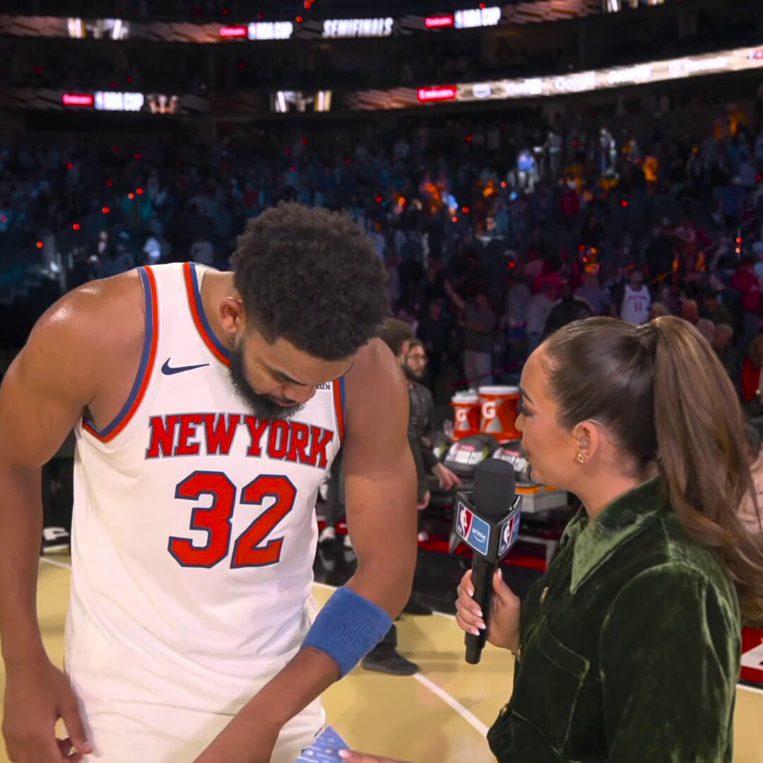 KAT (29 PTS, 9-11 FGM) sounds off on how the Knicks were able to defeat the Magic to advance to the @emirates NBA Cup Championship! 