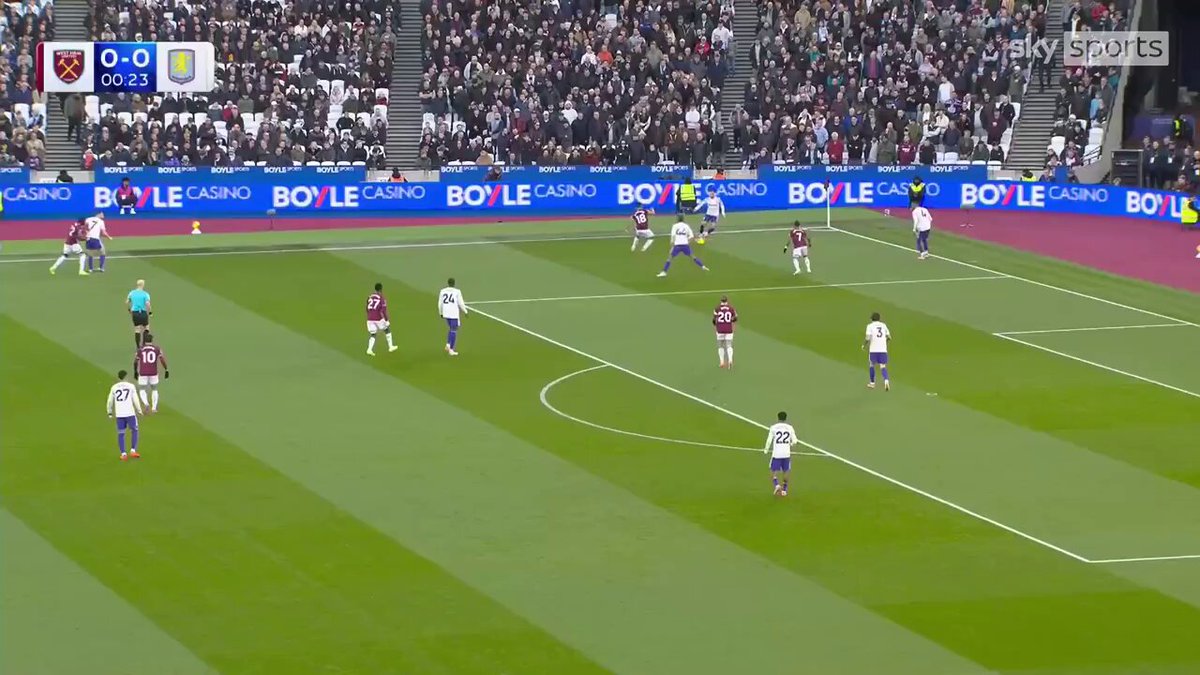 ماتيو فيرنانديز لاعب وست هام احتاج 28 ثانية فقط ليسجل هدف الأفتتاح في شباك أستون فيلا 