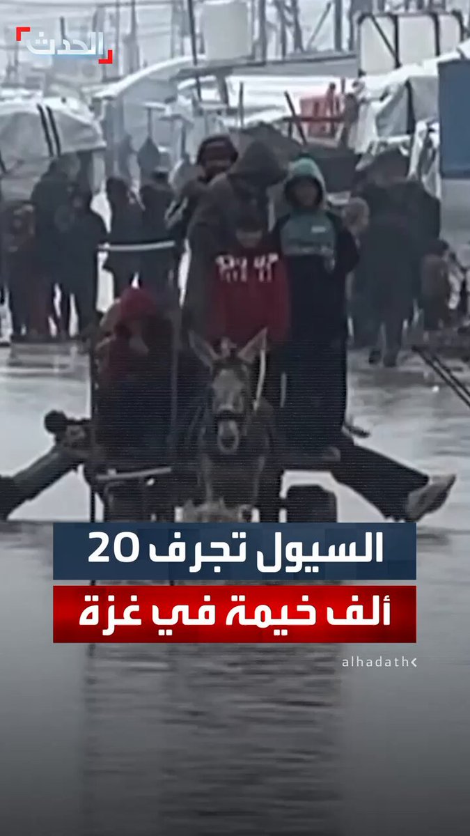السيول تجرف 20 ألف خيمة في غزة.. والهلال الأحمر الفلسطيني: مليون ونصف المليون نازح دون مساكن تؤويهم #غزة 