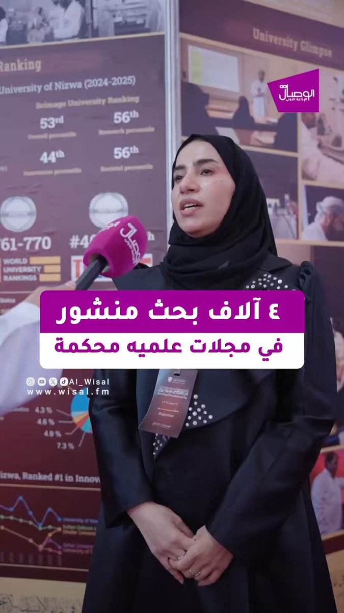 الوصالفي بيئة أكاديمية محفزة، تجاوزت جامعة نزوى الـ ٤٠٠٠ بحث منشور في مجلات علمية محكمة، وأكثر من ٤٠٠ كتاب، إلى جانب ٥٠ براءة اختراع.. هذه المخرجات العلمية لم تكن لتتحقق لولا الاستثمار في مراكز الأبحاث وتدشين الكراسي العلمية، ومنها "كرسي تطبيقات الذكاء الاصطناعي".. خطى ثابتة نحو التميز والريادة في البحث العلمي.. بحث علمي ابتكار ذكاء اصطناعي جامعة ريادة unizwaoman 