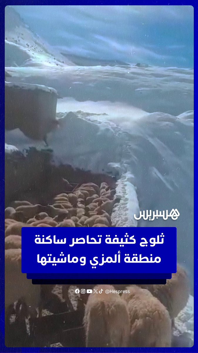 ثلوج كثيفة تحاصر ساكنة ألمزي وماشيتها بإقليم ميدلت #المغرب 
