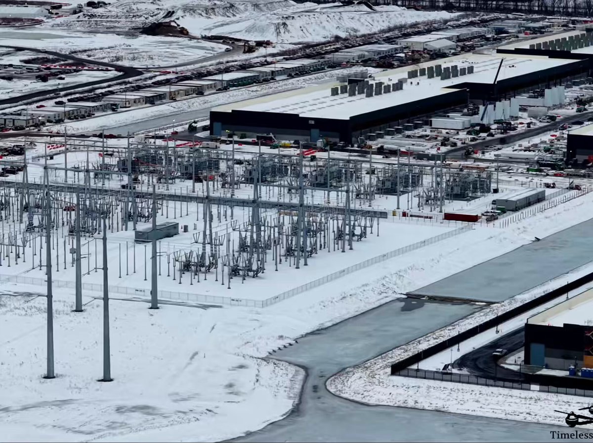 Drone flyover of Amazon data center campus