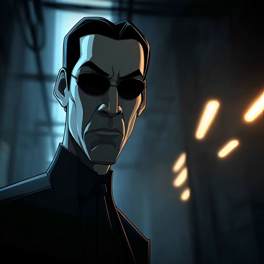 Animated neo noir Matrix homage