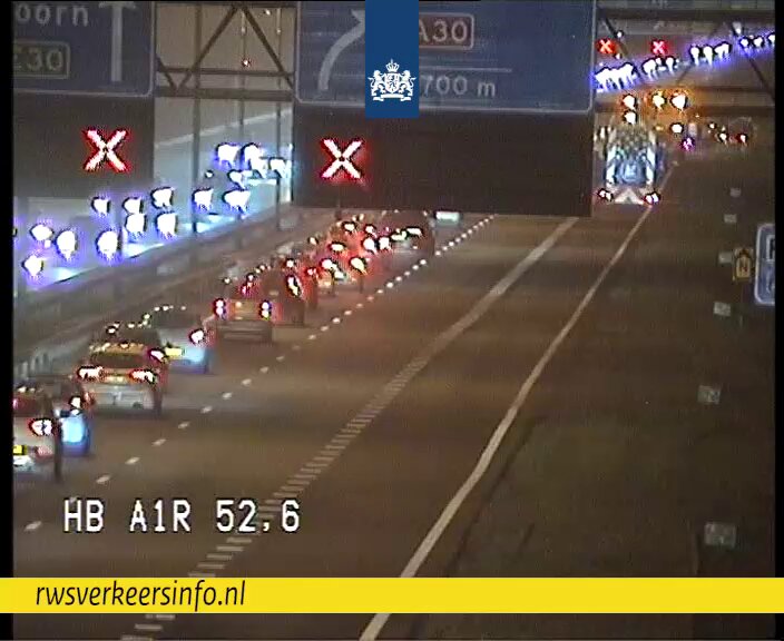 Ongeval tussen acht auto's op A1 richting Apeldoorn