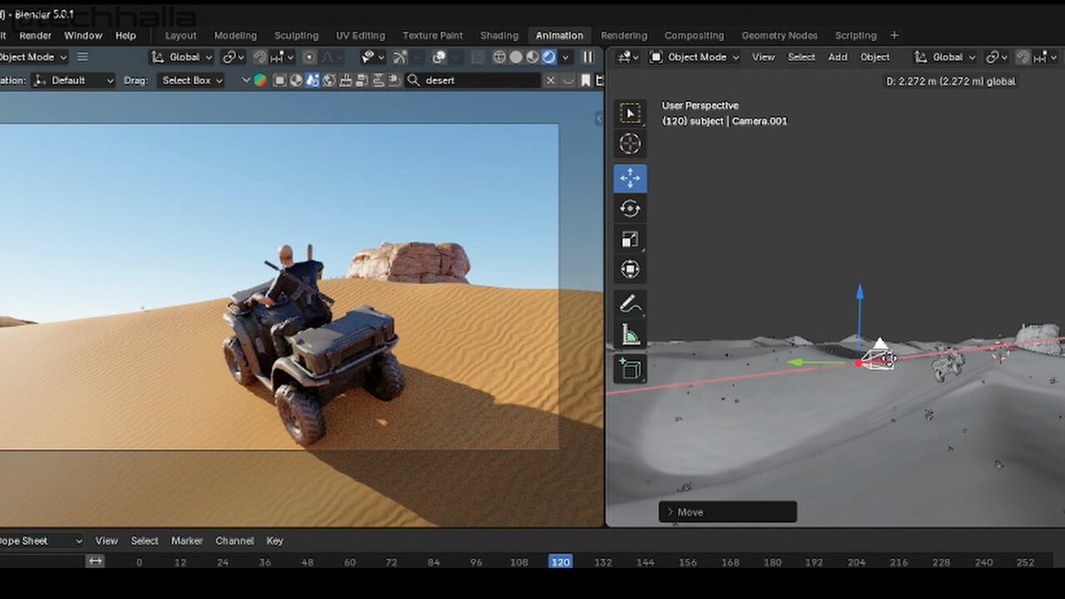 3d render to neon scene