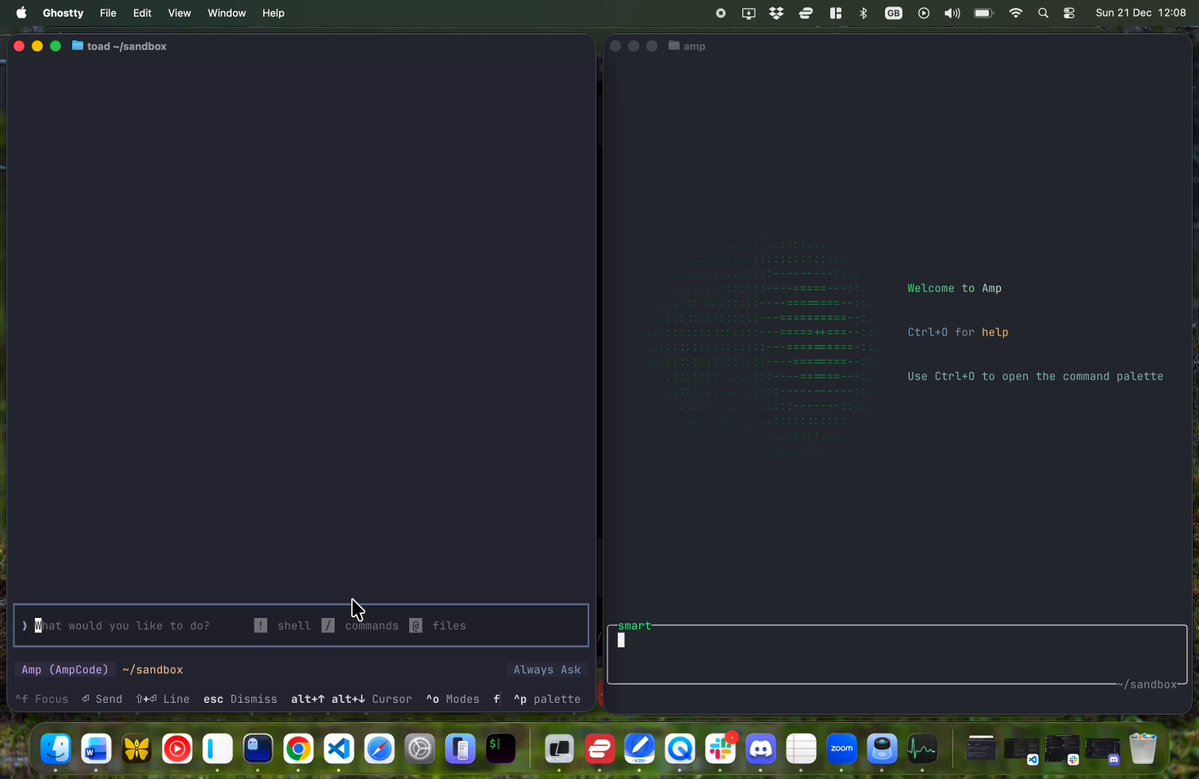 AmpCode TUI walkthrough
