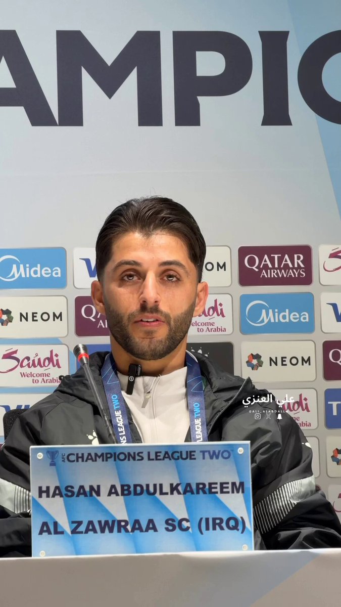 لاعب الزوراء حسن عبدالكريم : فخر لنا اللعب أمام كرستيانو رونالدو ثاني افضل لاعب بالعالم بعد ليونيل #ميسي. 