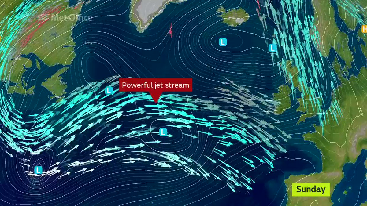  The Met Office tweeted: "The unsettled weather is thanks to the jet stream. It will be powerful this week, bringing deep areas of low pressure towards the UK."