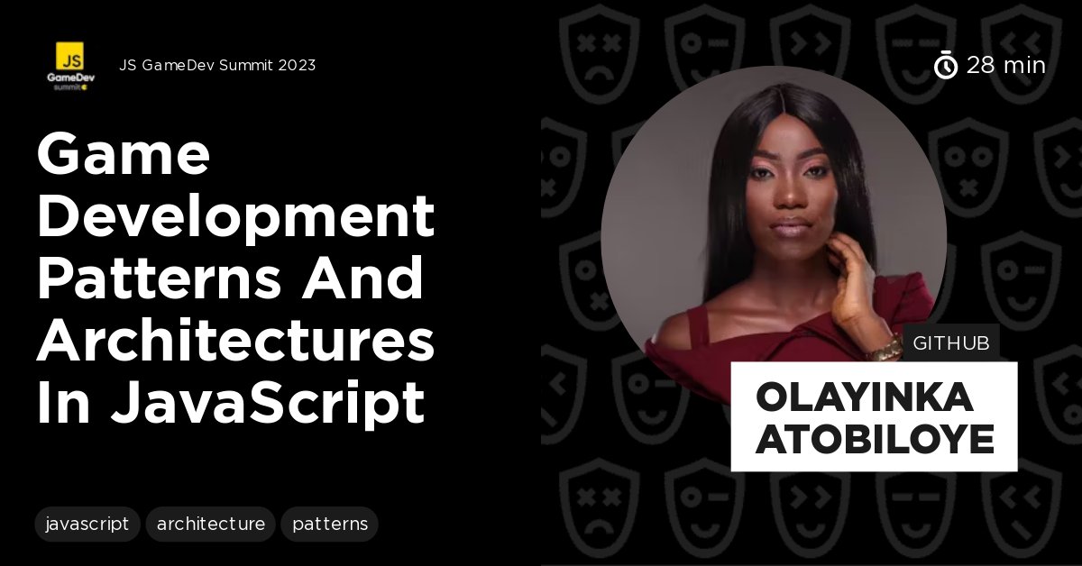 jsgamedevsummit's tweet card. Today's Talk covers game design and architecture, including entity component systems, game loops, and decoupling game logic from rendering. Entity component systems are popular in JavaScript game...