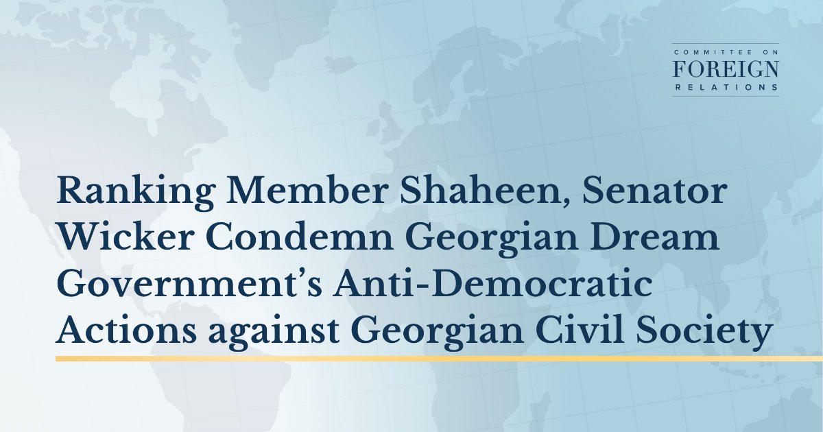 EPRC_Georgia's tweet card. WASHINGTON – Today, U.S. Senators Jeanne Shaheen (D-NH), Ranking Member of the Senate Foreign Relations Committee, and Roger Wicker (R-MS), Chair of...