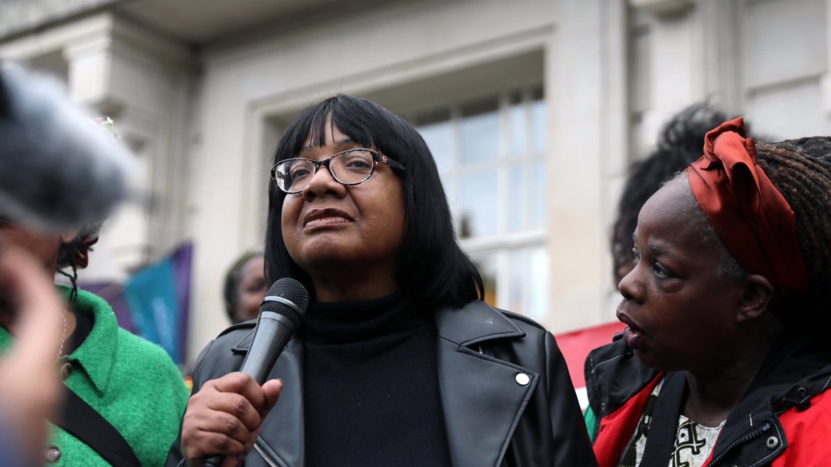Euanobm's tweet card. Diane Abbott, whose political future remains uncertain, has claimed that left-wingers are facing an 'appalling' cull  
