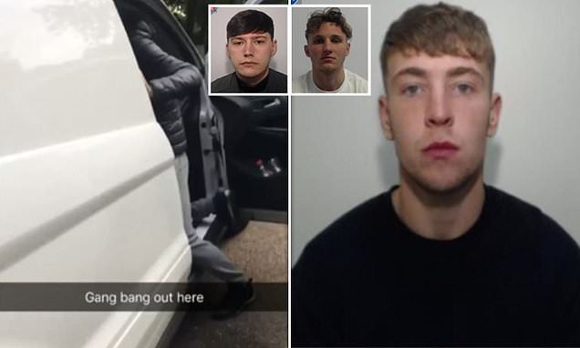 newrider1980's tweet card. Michael Linfoot, 24, Callum Hesketh, 24, and Thomas Rae, 24, all of Chorley in Greater Manchester, were all convicted of offences in 2018 on Thursday.