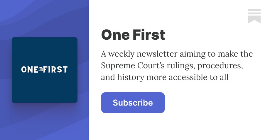 steve_vladeck's tweet card. A weekly newsletter aiming to make the Supreme Court’s rulings, procedures, and history more accessible to all. Click to read One First, a Substack publication with tens of thousands of subscribers.