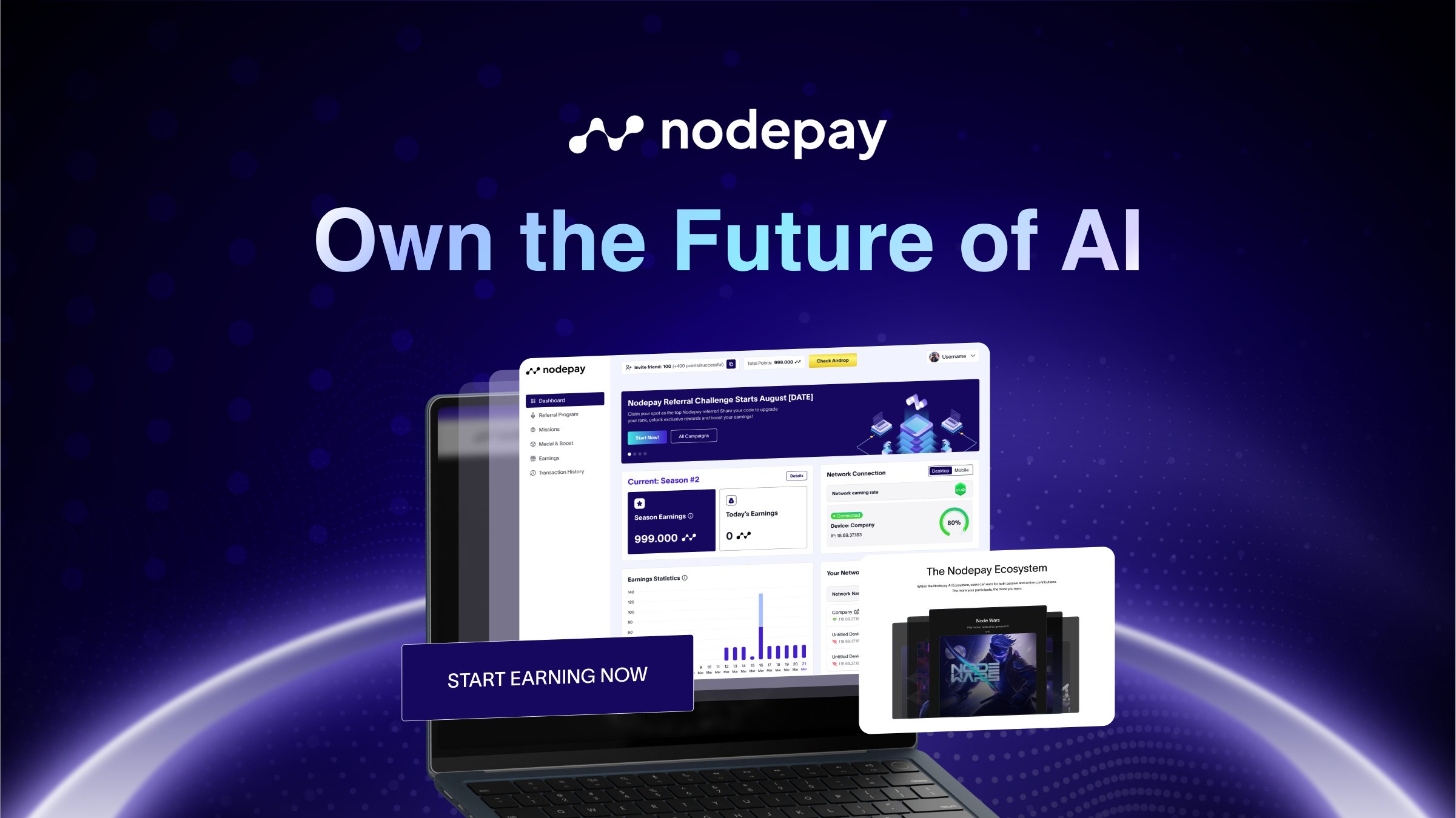 Androiddocwales's tweet card. The Nodepay dashboard allows you to seamlessly monitor your rewards, referrals, and contributions. Check back daily for extra bonuses…