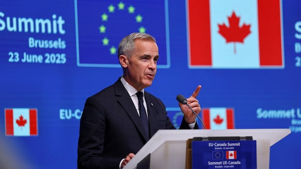 Murray_Brewster's tweet card. Canada and Europe were drawn a little closer together Monday after Prime Minister Mark Carney signed a strategic defence and security partnership with the European Union.