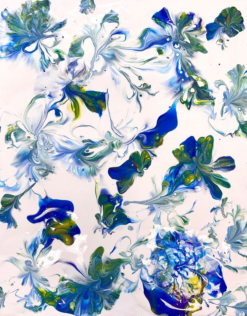 HamidehAlizade's tweet card. They blossom not in garden beds, But on the canvas, where they’re fed. By strokes of passion, love, and hue, Each petal born is something new. No soil, no...